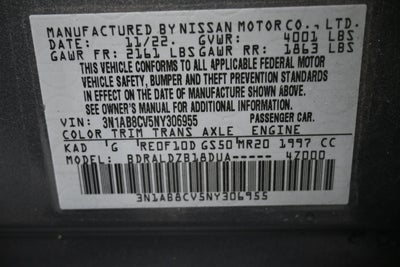 2022 Nissan Sentra SV Xtronic CVT