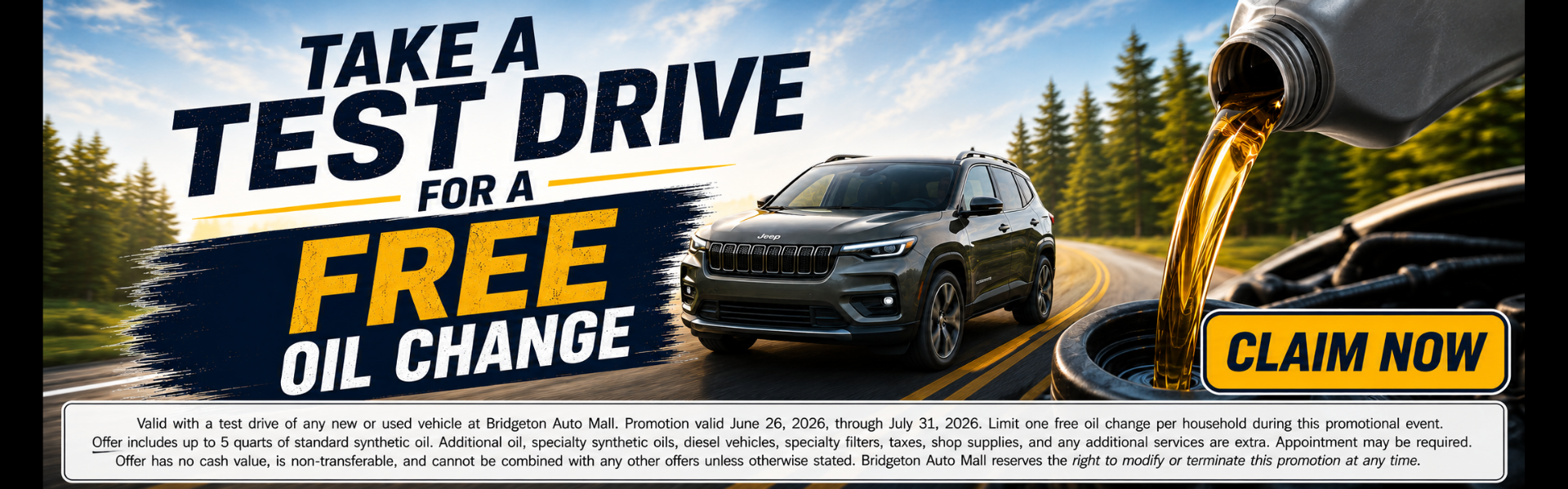 Take Test Drive - Get Free Oil Change